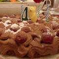 Шоколадно-ореховый торт, украшенный вишнями - для Коленьки. 8 февраля 2009 г.